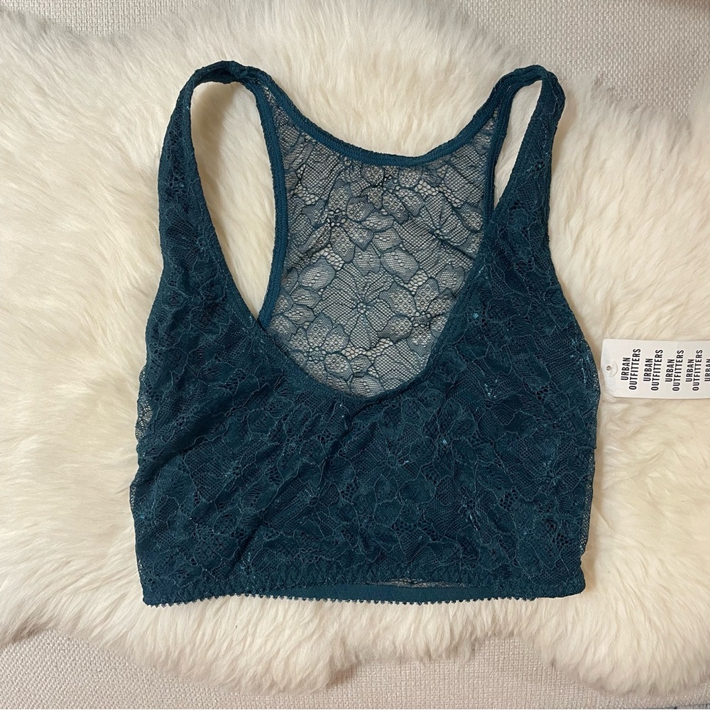 NWT Out From Under Hailey Lace Scoop Neck Bra Top size M in Teal
